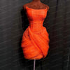 Strapless Orange Tulle Mini Length Bodycon Dress See Through Woman Clothes Custom Made Party Dresses Pretty Wedding Party Gown