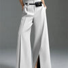 Yeezzi Urban Female Suit Pants 2025 New Fashion Black White Color Loose Straight Pant High-Waisted Pleated Split-Front Trousers
