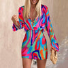 Two Piece Suit 2023 Autumn New Women Printed Long Sleeve Bag Hip Slim V-neck Sexy Fashion Elegant Casual Ladies Skirt Set MsChuh