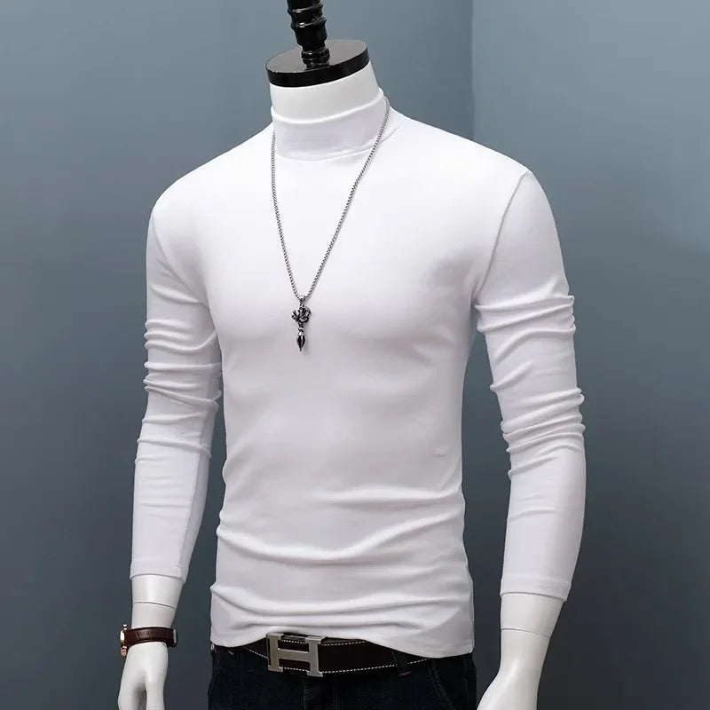 Long Sleeve T-shirt Thermal Underwear Tops Men Winter Clothes Thermal Shirt Autumn Men's Winter Tights High Neck Thin Slim Fit