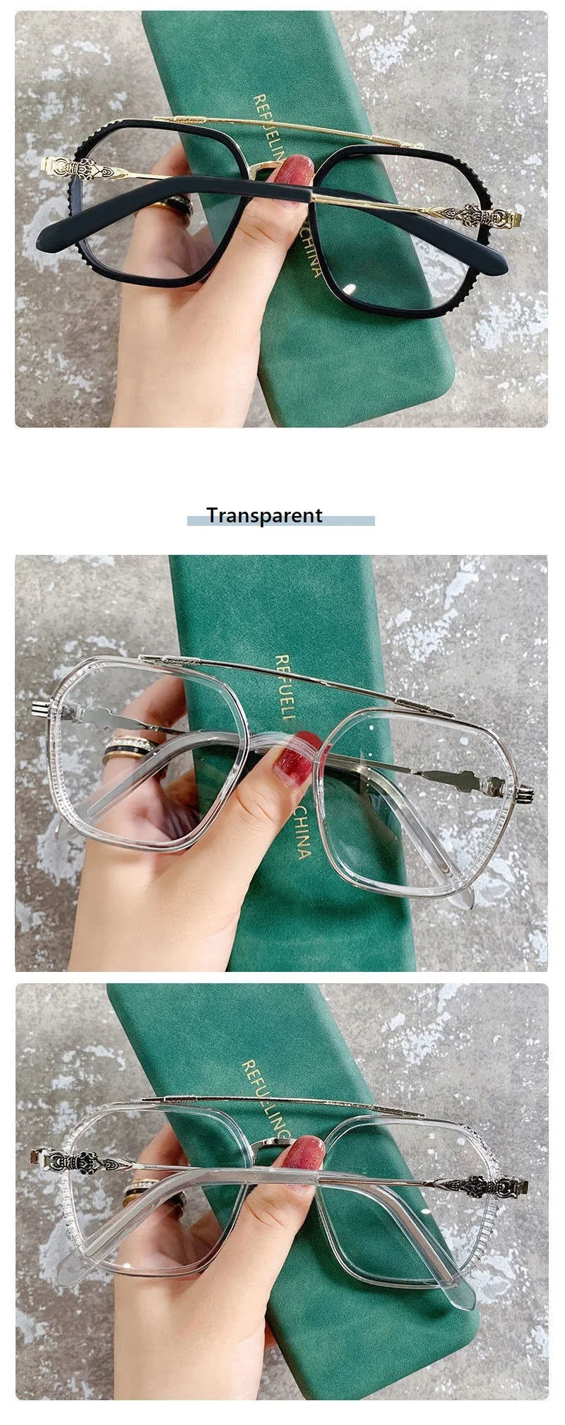 -1 -1.5-2-2.5-3 Doppelsteg Quadratische Myopie Brille Herren Damen Retro Anti-Blaulicht Kurzsichtigkeit mit Sehstärke Computerbrille
