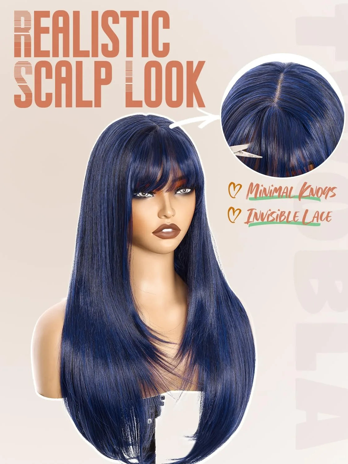 Light Brown Short Bob Layered Lace Front Wig With Bangs Straight Lace Frontal Wig 13x4 Glueless Synthetic Heat Resistant Cosplay