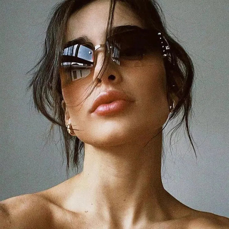 New Frameless Decorative Diamond Sunglasses Women's Design Brand Luxury Sun Glasses Outdoor Leisure Eyewear UV400 Gafas De Sol