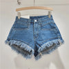 Raw Denim Shorts Women's Jeans New High-waisted Tassel Design A-line Wide-leg Hot Pants Booty Shorts