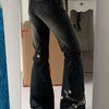 Weekeep Floral Embroidery Jeans Vintage 2000s Low Rise Flared Jeans Women Retro y2k Baggy Denim Pants High Street Basic Trousers
