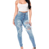 2023 Autumn High Waist Ripped Jeans For Women Fashion Stretch Skinny Denim Pencil Pants Casual Slim Trousers S-3XL