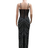 New Luxury Sparkly Crystal Rhinestone Pearl Celebrities Gown Brown Dress Woman Strap Evening Party Birthday Prom Wedding Vestido