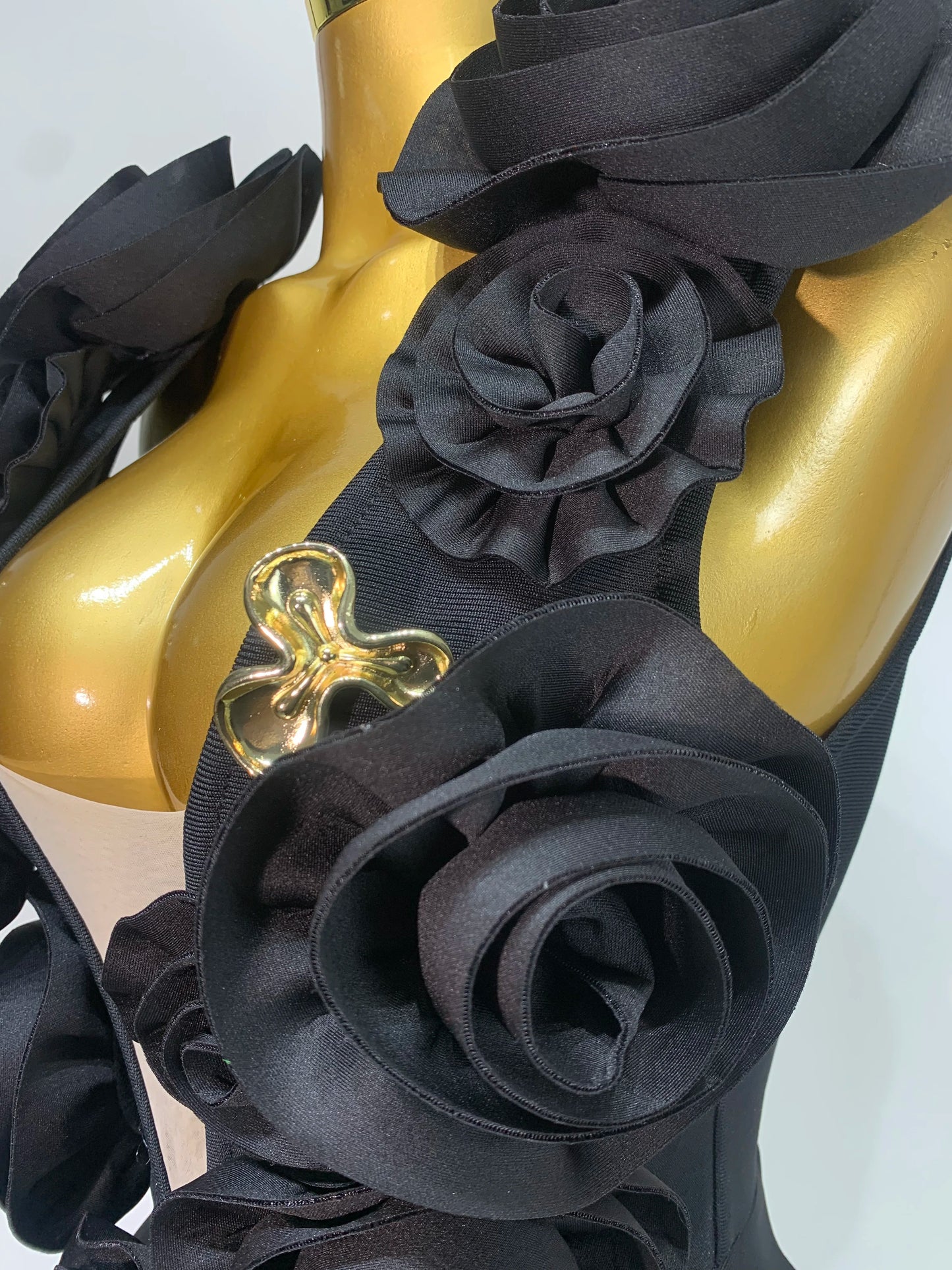 Mode Schwarz 3D Blumen Bodycon Langes Bandage Kleid Celebrity Elegantes Party Geburtstagskleid Damen Ärmellose Sexy Vestidos