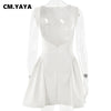 CM.YAYA Summer Women Sleeveless Elegant O-Neck Ruched A-Line Dress 2025 Beach Holiday Backless Night Club Party Dresses Vestidos