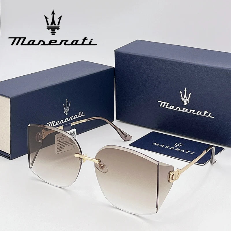 MASERATI Sunglasses New Fashion goggles Stylish Unframed Metal rimmed Shades for Men Women Cool Pose Trendy Design 10785