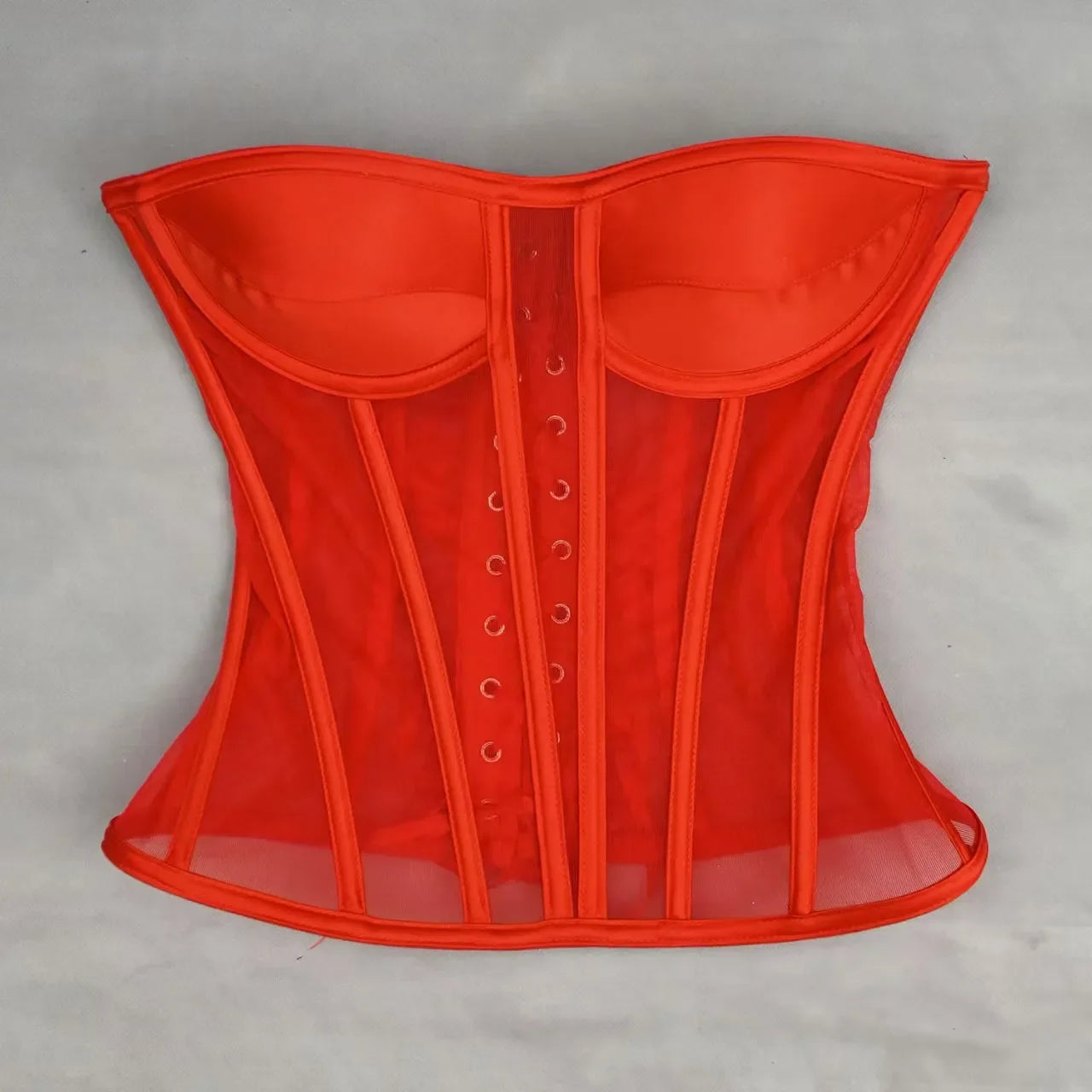 Steel Bone Transparent Bra Bustier Women's Waist Trainer Shapewear Girdles Corset Sexy Club Party Crop Top Lingerie Plus Size