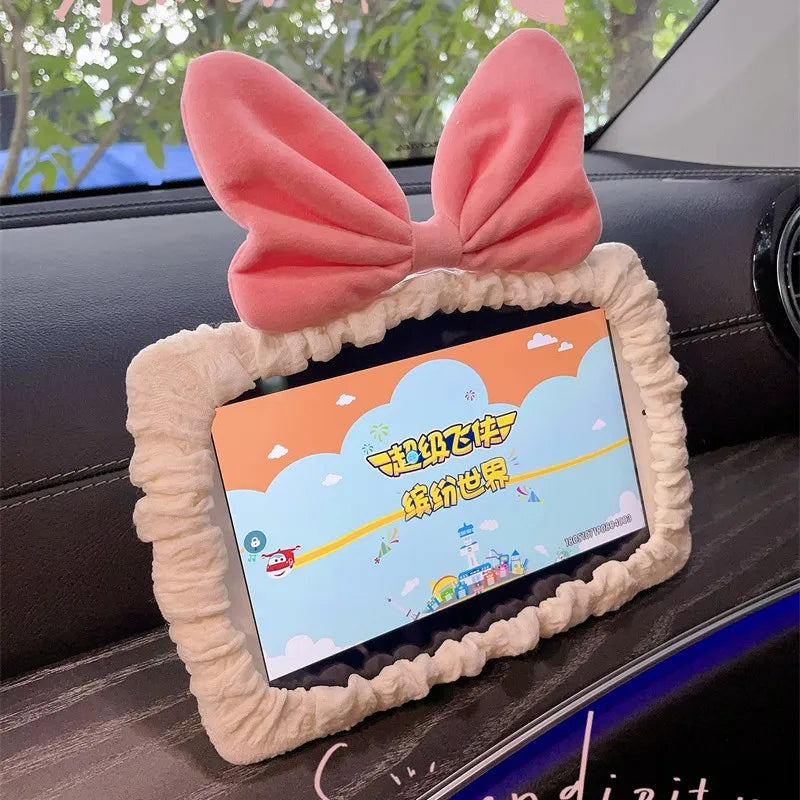 Samt Retro Rote Schleife Auto Rückspiegel Abdeckung Universal Stretch Weich Plüsch Auto Interieur Rückspiegel Gehäuse Dekor Zubehör Frauen
