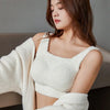 Women'S Winter Warm Fleece Padded Vest Bralette Bra Crop Top Thermal Underwear Solid Color Underwear With Chest Pads Thickened