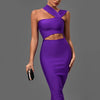 Bandage-Kleider für Damen 2022 Lila Bodycon-Kleid Abendparty Elegant Sexy Cut Out Midi Geburtstag Club Outfit Sommer Neu