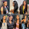 Raw Indian Bone Straight Bundles with HD Transparent Lace Closure 5x5 6x6 Frontal And Bundles 30 40 Inche Human Hair Double Weft