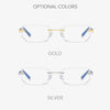 Men Blue Light Blocking Reading Glasses Women Dimond Cutting Rimless Eyeglasses Frame Anti Fatigue Hyperopia Presbyopic Eyewear