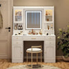 Makeup Vanity Set with Mirror and Light, Storage Drawer, Chair and Shelf, Adjustable Brightness Makeup Vanity with Light