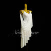 Neondancer Neue Damen Lateintanzkleidung Rumba Performance Wettkampfkleidung Mesh-Stoff Latein-Langkleid