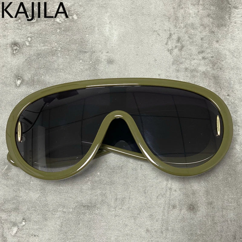 Oversized Wellen-Masken-Sonnenbrille Einteilige Damen-Sport-Y2K-Punk-Sonnenbrille für Damen 2024 Luxusmarke Steampunk-Brillen-Goggle