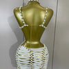 2026 Women Sexy White Halter Neck Perspective Hollow Mini Dresses Summer Backless Nightclub Party Evening Club Performance Dress