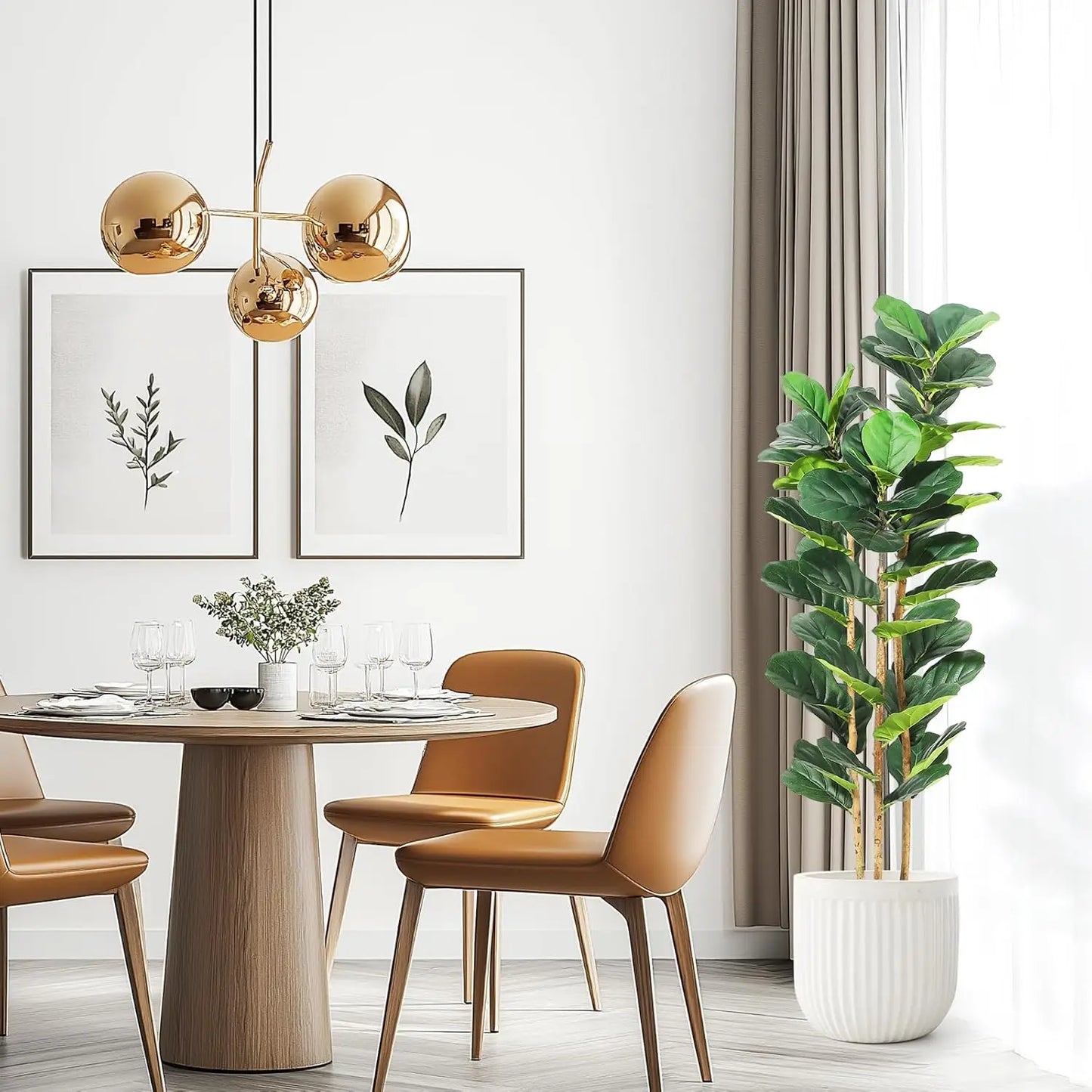 5/6/7 FT Artificial Fiddle Leaf Fig Tree with Pot Faux Trees with Artificial Plants Fiddle Leaves Greenery Fake Tree for Home