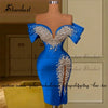 Stardust Luxury Off the Shoulder Homecoming Dress Pearls Slit Pleat Mini Saudi Arabric Illusion Cocktail Party Gown Customized