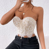 Women Floral Lace Off The Shoulder Crop Tube Top Sexy Strapless Sleeveless Bandeau Tops Y2K Going Out Night Club Party Crop Tops