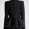 TWOTWINSTYLE Solid Spliced Ruffles Blazers For Women Notched Collar Long Sleeve Patchwork Button Casual Blazer Female Clothing