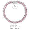 Hip Hop Bling Pink Crystal Cursive Initial Letter Cuban Necklace for Women Iced Out Paved Cuban Chain Necklace Choker Jewelry