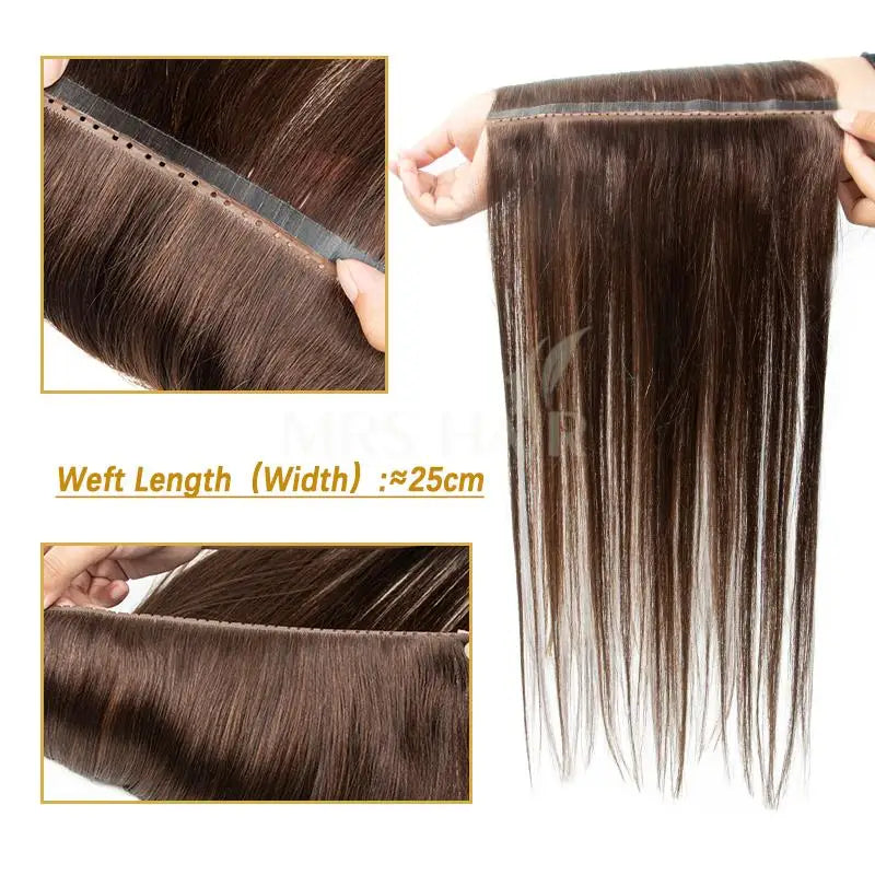 Invisible Hole Flat Pu Tape Human Hair Twin Tabs 25cm Long Tape PU Weft Real Human Hair No Glue Microlink Application 40-50g