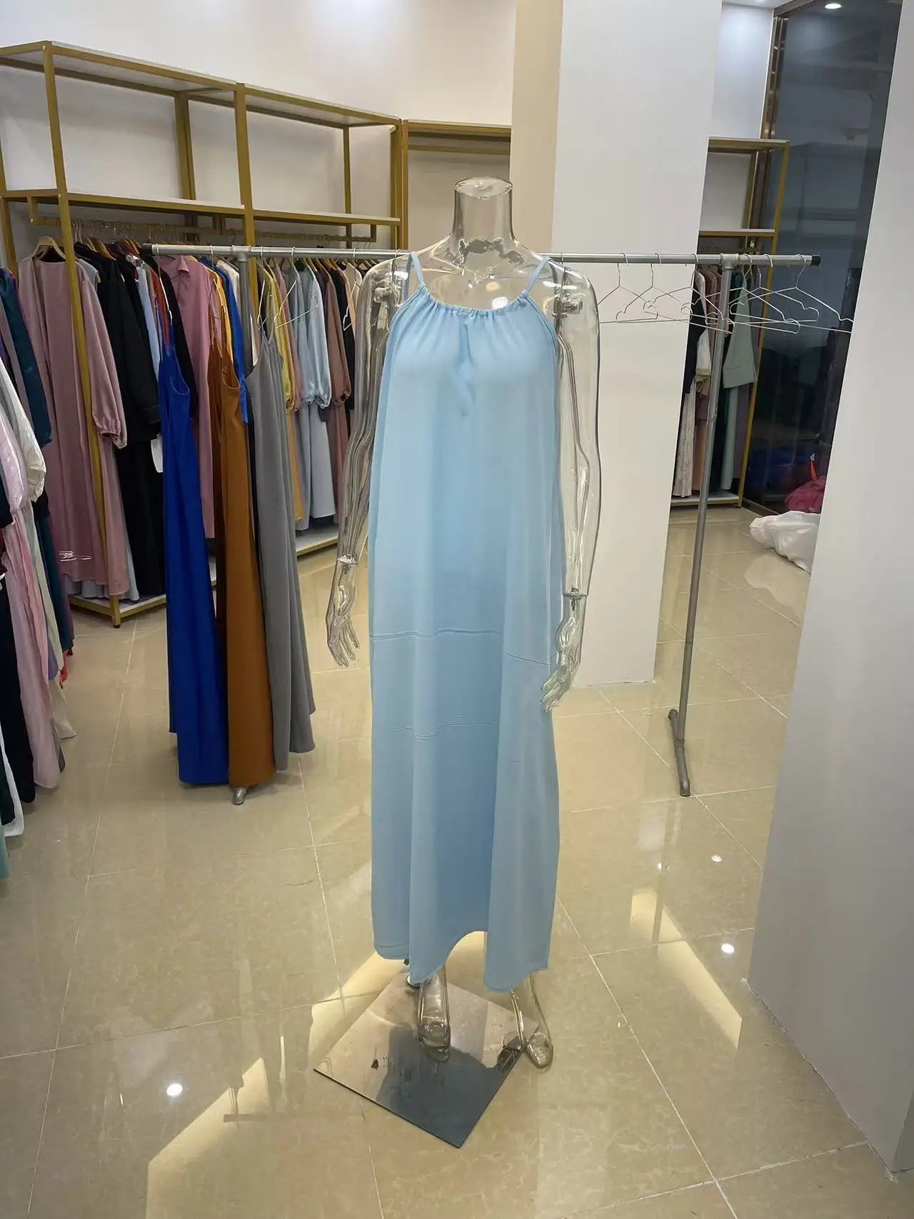 New Arrival Women's Strapless Backless Long Loose Home Dress Comfortable Sleepwear Casual Maxi Dress