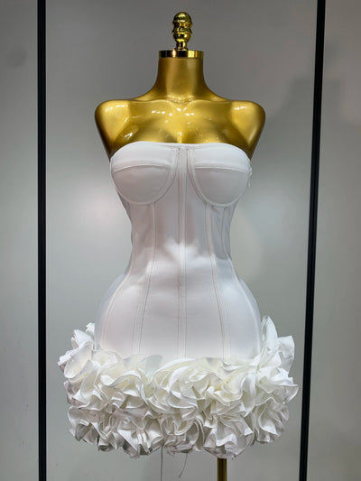 Damen Sexy Trägerloses Blumen Ballkleid Mini Abendkleid Prominente Roter Teppich Mode Abend Party Feiern Geburtstag Club Kleider