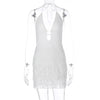 Articat 2024 Sommer Neue sexy Hollow Out Lace Up Hängende Damenkleid Temperament Vestido Kurzer Rock Slim Party Urlaub Strand