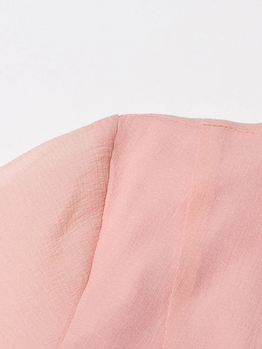 TWOTWINSTYLE Damenkleid Unregelmäßig Gefaltet Patchwork Mode Lang Laternenärmel Tailliertes Minikleid 2024 Neue Kleidung
