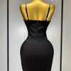 Damen Celebrity Sexy V-Ausschnitt Perlen Schwarz Mini Bodycon Bandage Kleid Luxus 2025 Gestrickte Elegante Abend Club Party Kleider