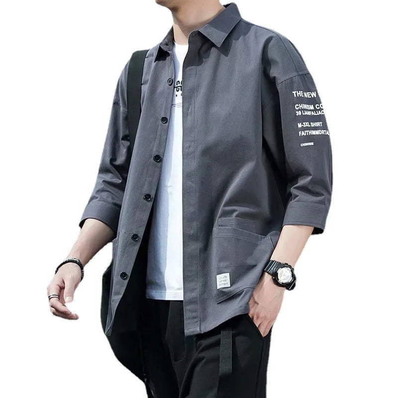 2026 Shirts Men Handsome Fashion Streetwear Design Japanese Harajuku Korean Summer All-match Teens College Unisex Clothes Ins