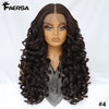 Latisha 13X6 HD Synthetische Spitzenfrontperücke lockig vorgezupfte Lace-Frontal-Perücke mit Pony für Damen, Highlights mit Babyhaar, 24 Zoll