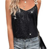 Women Glitter Loose Camisole Tops Sleeveless V Neck Vest Casual Elegant Tank Tops Female Summer Shirts