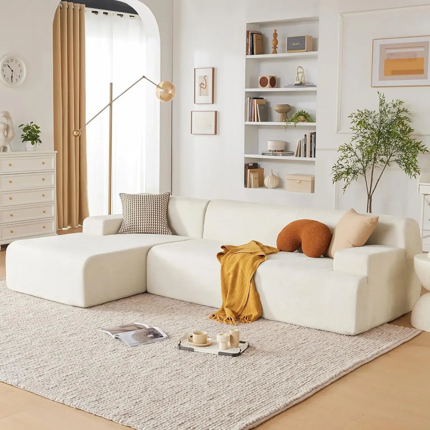 107” modulares Sektionssofa, modernes Couch-Schaumstoff-Sektionssofa für das Wohnzimmer, hochdichtes Schaumstoff-Wolken-Sektionssofa