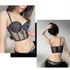 French Ladies Transparent Mesh Corset Sexy Shaper Thin Bra Set Night Club Sweet Cropped Top Girls Hot Bra and Panties Bralette