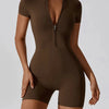 Summer Zipper Workout Jumpsuit Sports Overalls Women Gym Clothing Running Fitness Suits Gym Tracksuit Short Sportswear Yoga Set