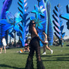 Cryptographic Fashion Tiered Mesh Sheer Flare Pants Rave Festival Outfits for Women Halloween Sexy Pants Streetwear Bottoms