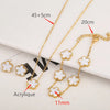 Stainless Steel Non Fading Minimalist Creative Plant Live Leaf Petal Flower Pendant Necklace Earrings Bracelet Jewelry Set