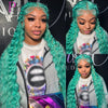 13x4 13x6 Green Blue Lace Front Wigs Human Hair Deep Wave Lace Closure Frontal Wig Deep Curly Mint Green Colored Human Hair Wigs
