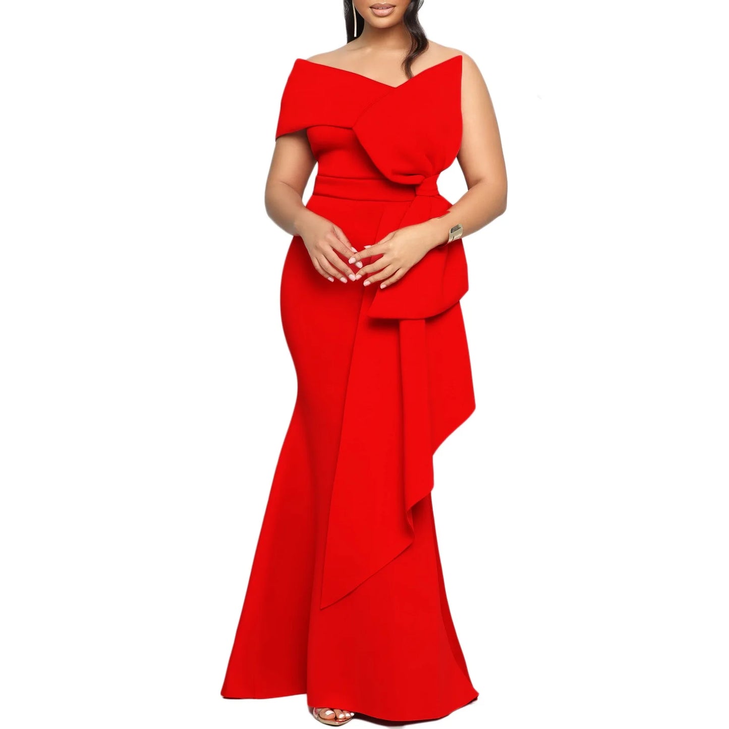 Elegante Kleider für Damen, One Shoulder, ärmellos, Rüschen, Meerjungfrauen-Schnitt, bodenlang, luxuriös, für Geburtstagsfeiern, Dinner, Vestidos Mujer Kleid
