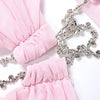 Beyprern Sexy Rhinestone Chain Halter Backless Maxi Dress Women 2026 Summer Cut Out Ruched Club Vestidos Bodycon Long Dresses