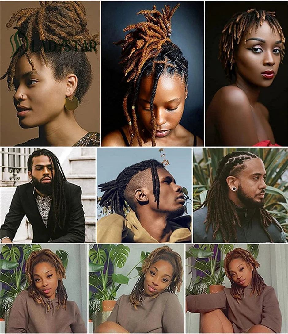 Dreadlock Extensions Human Hair For Men/Women Crochet Braids 100% Human Hair Handmade Loc Extension 0.6 cm Dreadlocks