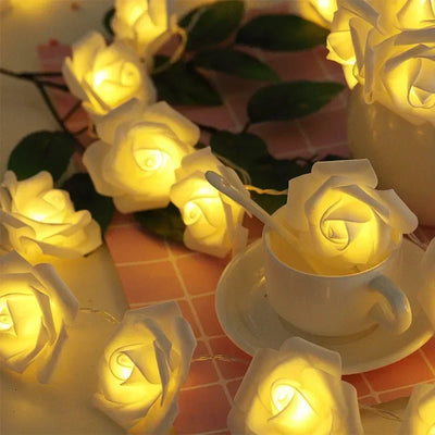 LED-Rosenblüten-Lichterkette Girlande Lichterkette Romantische Lampe 3M 20LEDs für Hochzeit Valentinstag Weihnachtsfeier Dekoration
