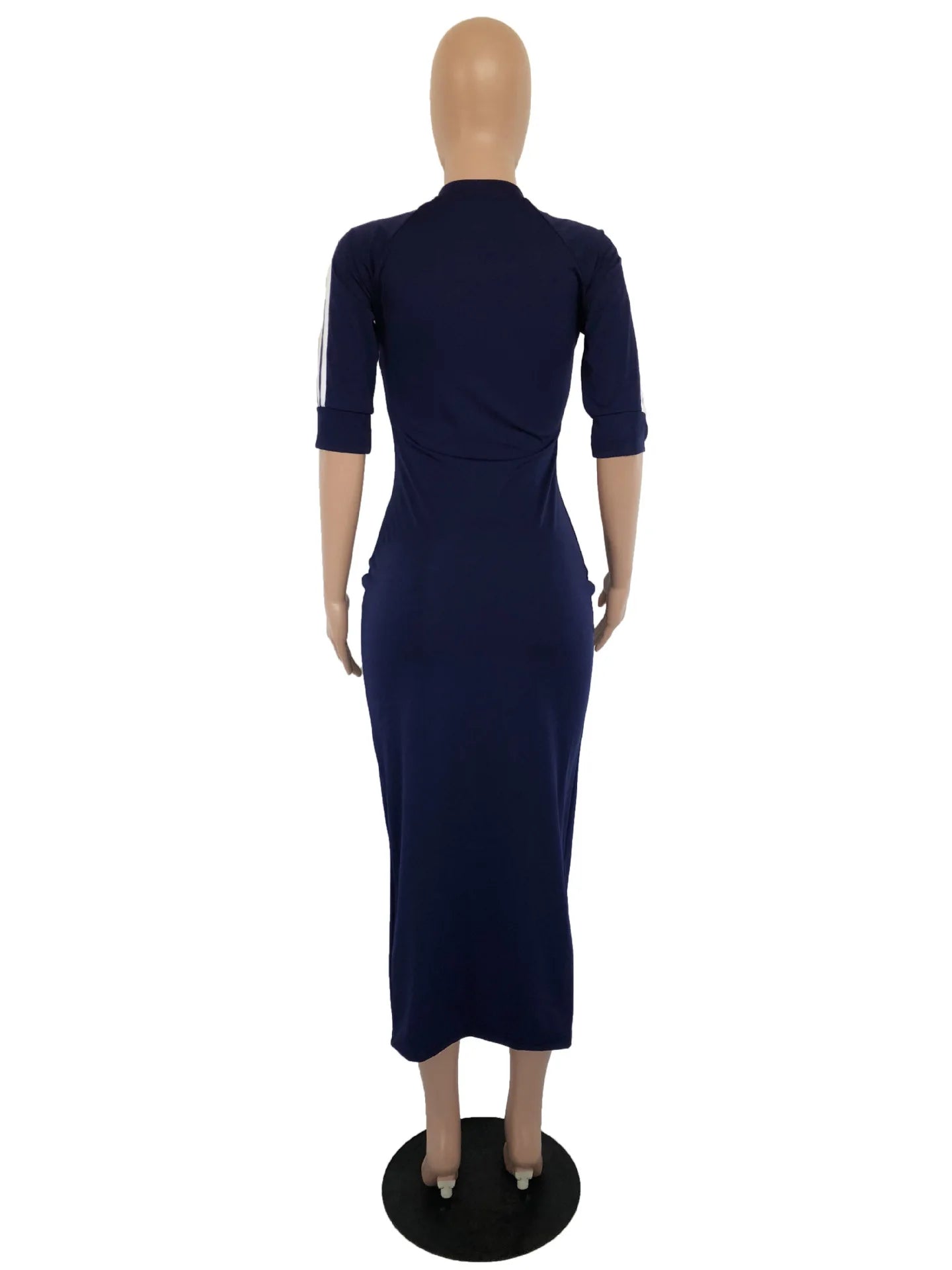 European and American women's fashion white stripe dress