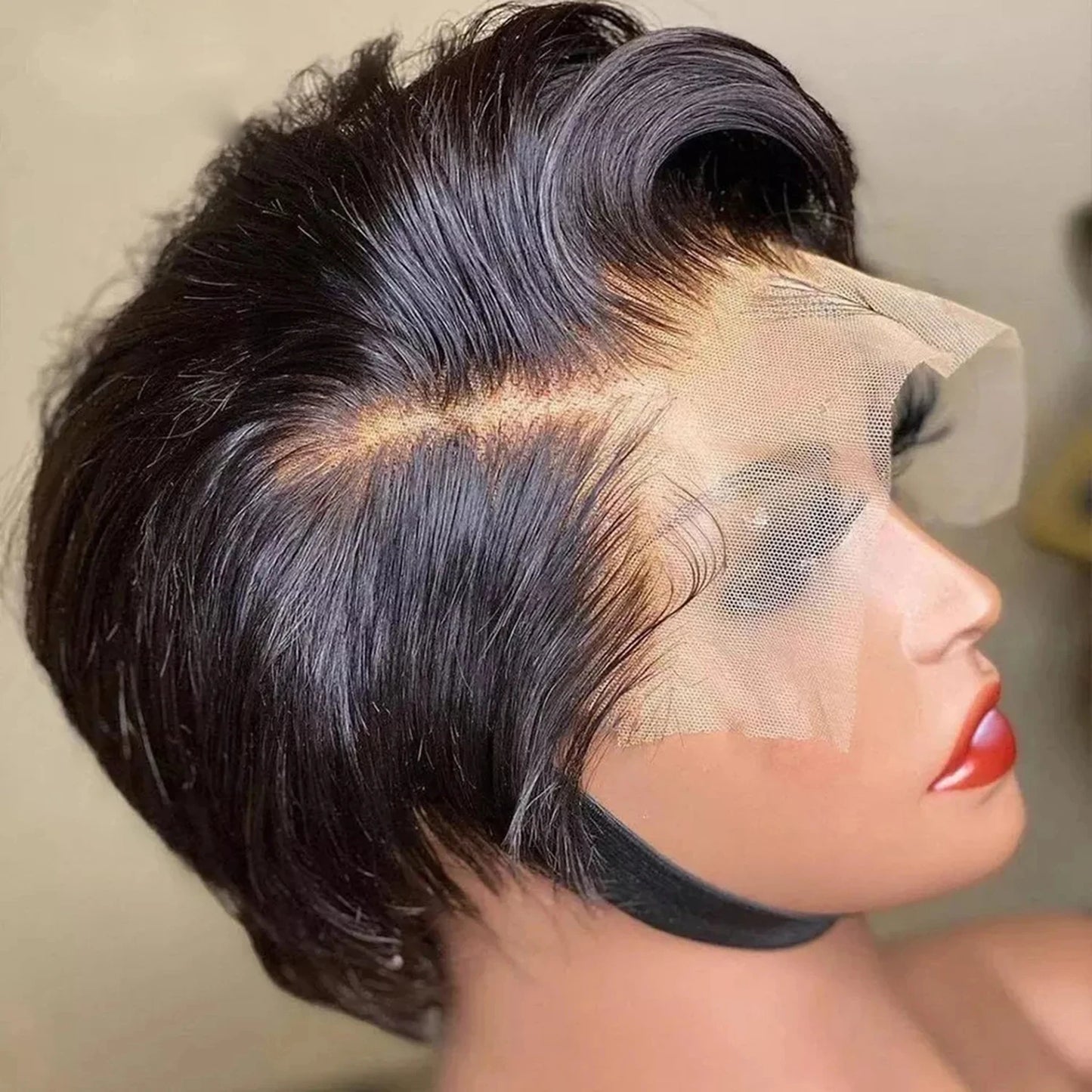 Kurze Bob Perücke Pixie Cut Perücke Glatte Echthaarperücken 13x4 Transparente Lace Front Perücke Für Frauen Highlight Glatte Pixie Cut Perücke